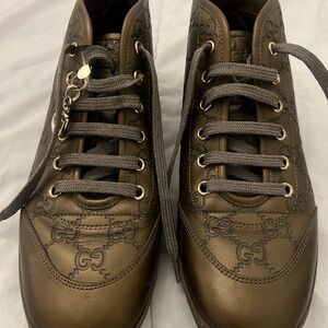 Gucci Brown Leather Sneakers